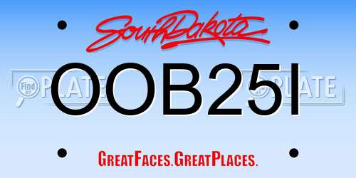 OOB25I South Dakota License Plate