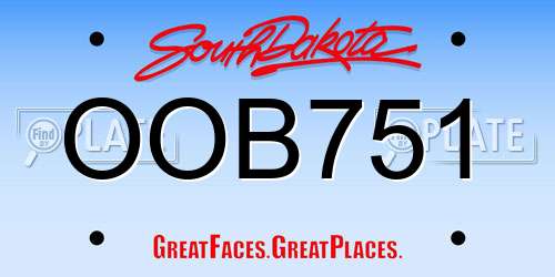OOB751 South Dakota License Plate