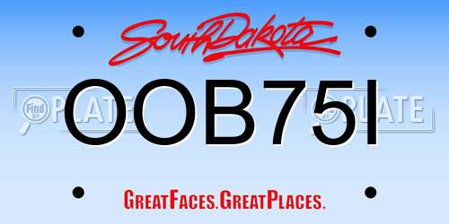 OOB75I South Dakota License Plate