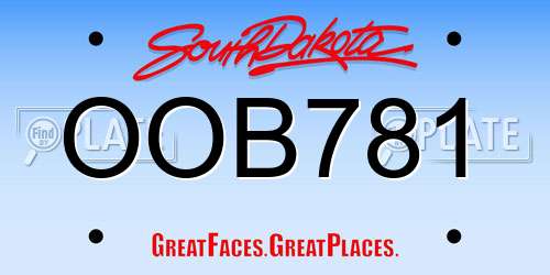 OOB781 South Dakota License Plate
