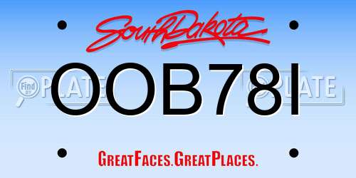 OOB78I South Dakota License Plate