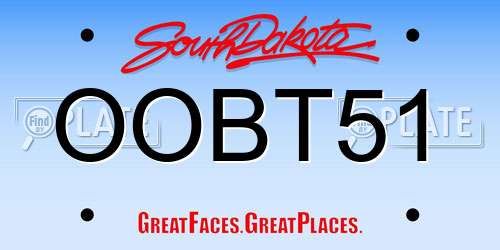 OOBT51 South Dakota License Plate
