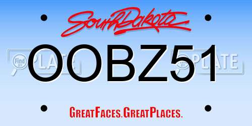 OOBZ51 South Dakota License Plate