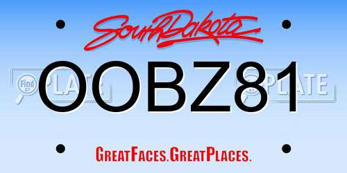 OOBZ81 South Dakota License Plate