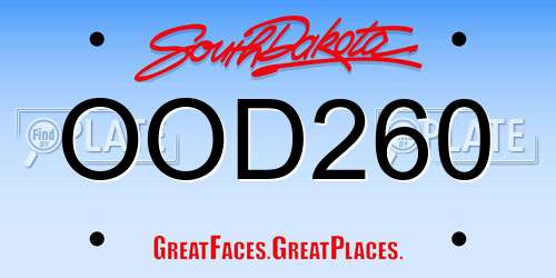 OOD260 South Dakota License Plate