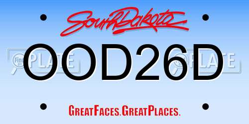 OOD26D South Dakota License Plate
