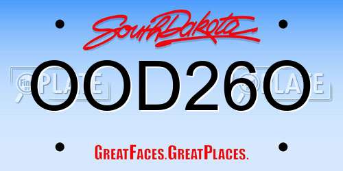 OOD26O South Dakota License Plate