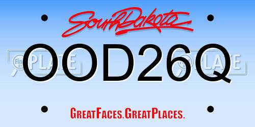 OOD26Q South Dakota License Plate