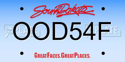OOD54F South Dakota License Plate