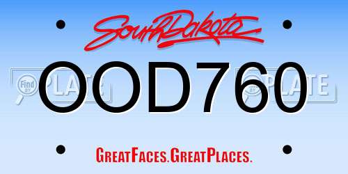 OOD760 South Dakota License Plate