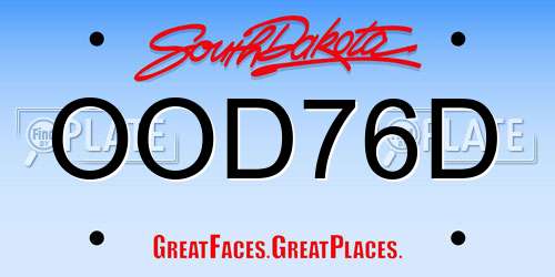 OOD76D South Dakota License Plate