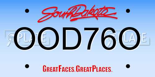 OOD76O South Dakota License Plate