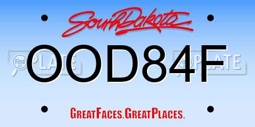 OOD84F South Dakota License Plate