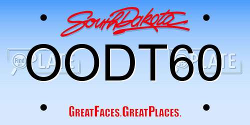 OODT60 South Dakota License Plate