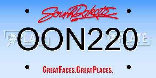 OON220 South Dakota License Plate