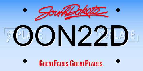 OON22D South Dakota License Plate