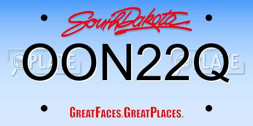 OON22Q South Dakota License Plate
