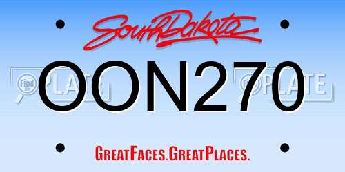 OON270 South Dakota License Plate
