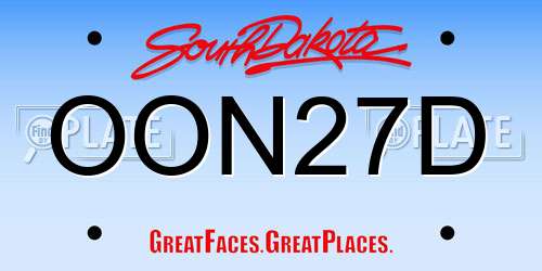 OON27D South Dakota License Plate