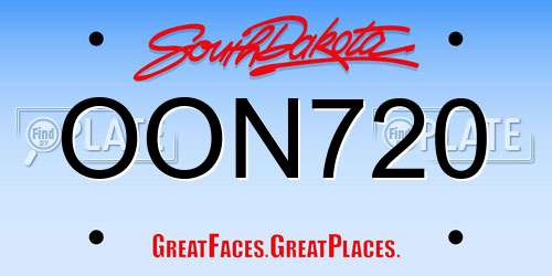 OON720 South Dakota License Plate
