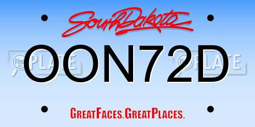 OON72D South Dakota License Plate