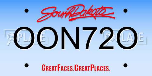 OON72O South Dakota License Plate