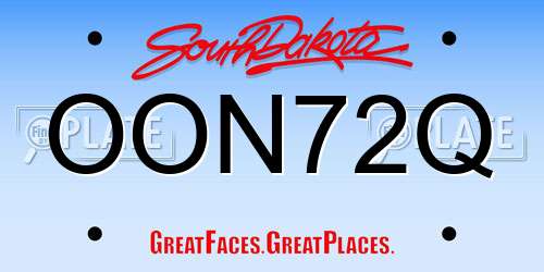 OON72Q South Dakota License Plate