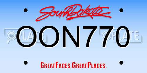 OON770 South Dakota License Plate