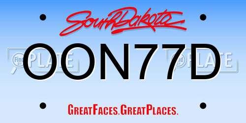 OON77D South Dakota License Plate