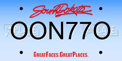 OON77O South Dakota License Plate