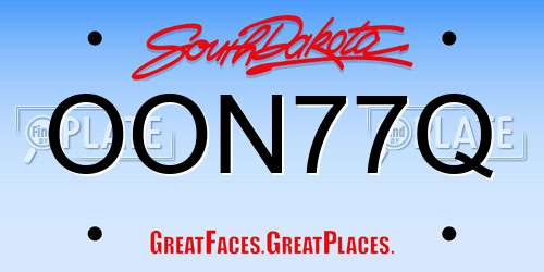 OON77Q South Dakota License Plate