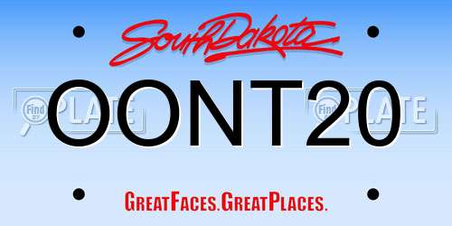 OONT20 South Dakota License Plate