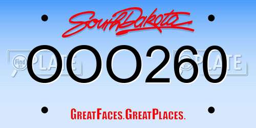 OOO260 South Dakota License Plate