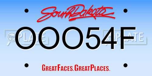 OOO54F South Dakota License Plate