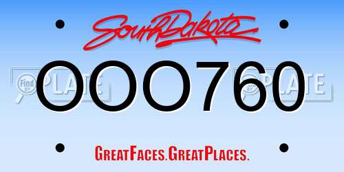 OOO760 South Dakota License Plate