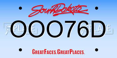 OOO76D South Dakota License Plate