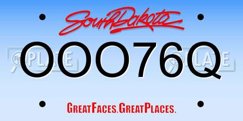 OOO76Q South Dakota License Plate