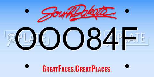 OOO84F South Dakota License Plate