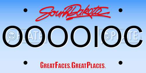 OOOOIOC South Dakota License Plate