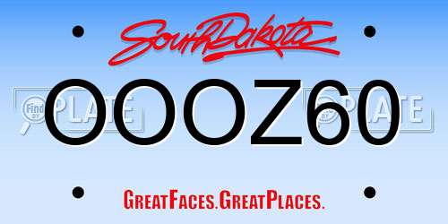 OOOZ60 South Dakota License Plate