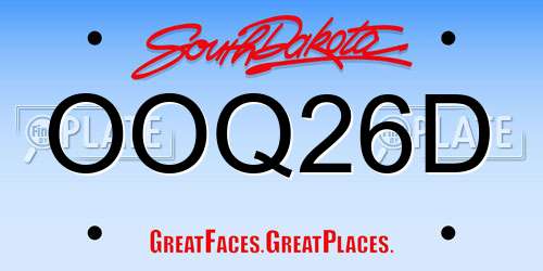 OOQ26D South Dakota License Plate