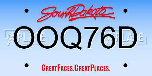 OOQ76D South Dakota License Plate