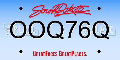 OOQ76Q South Dakota License Plate