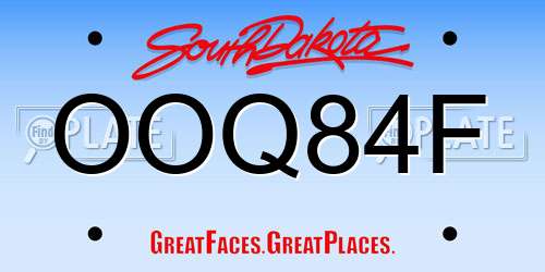 OOQ84F South Dakota License Plate