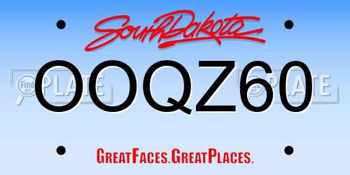 OOQZ60 South Dakota License Plate