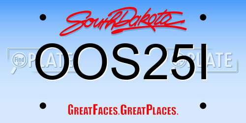 OOS25I South Dakota License Plate