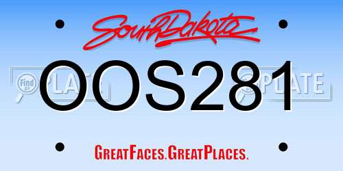 OOS281 South Dakota License Plate