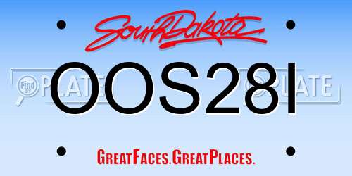 OOS28I South Dakota License Plate