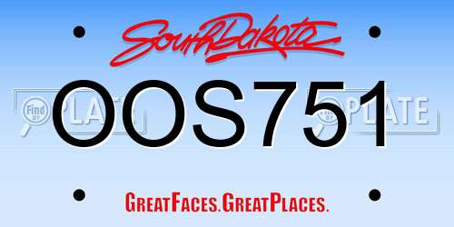 OOS751 South Dakota License Plate