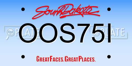 OOS75I South Dakota License Plate